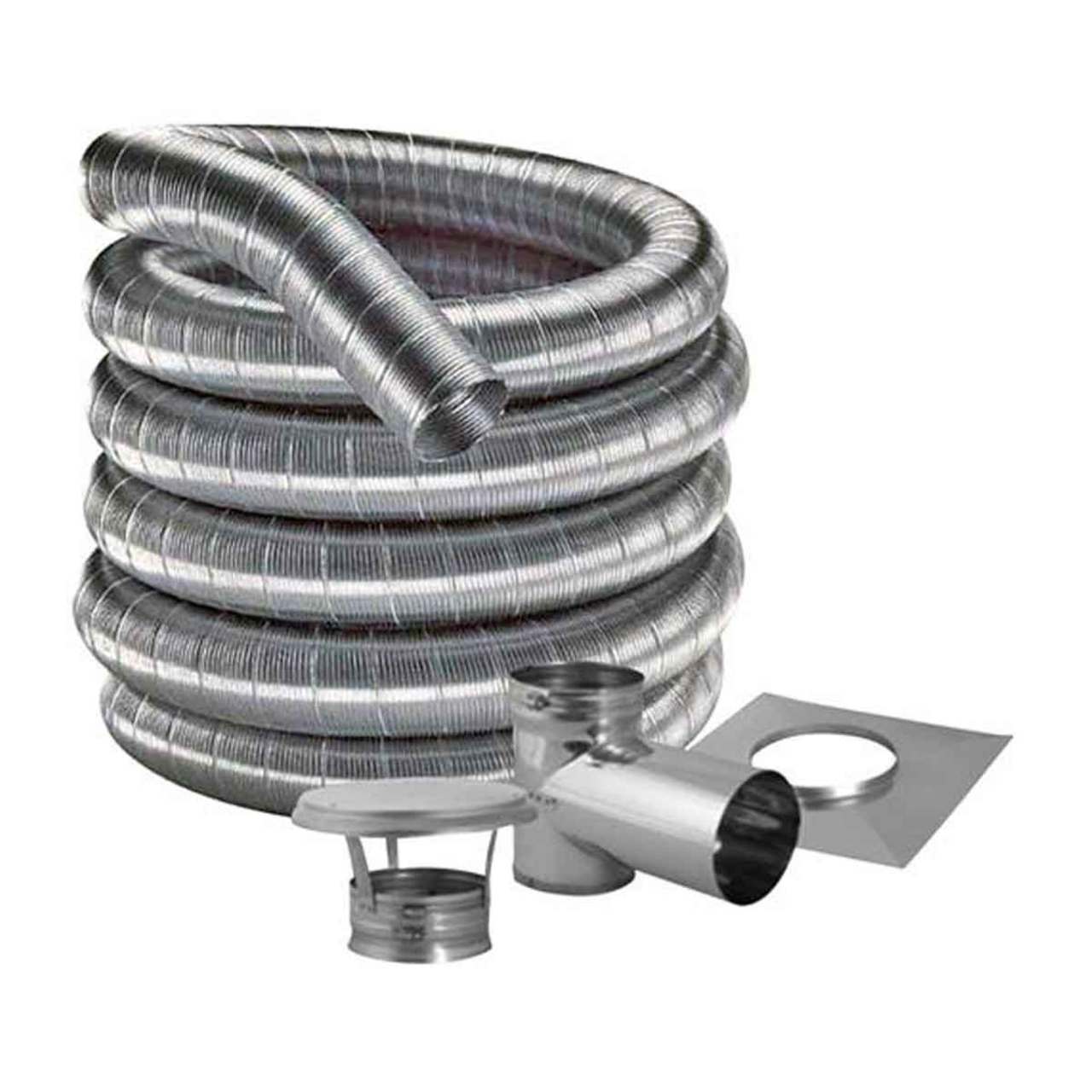 6" DuraFlexSS 304 Tee Kit with 25' Flexible Stainless Steel Chimney Liner - 6DF304-25KT