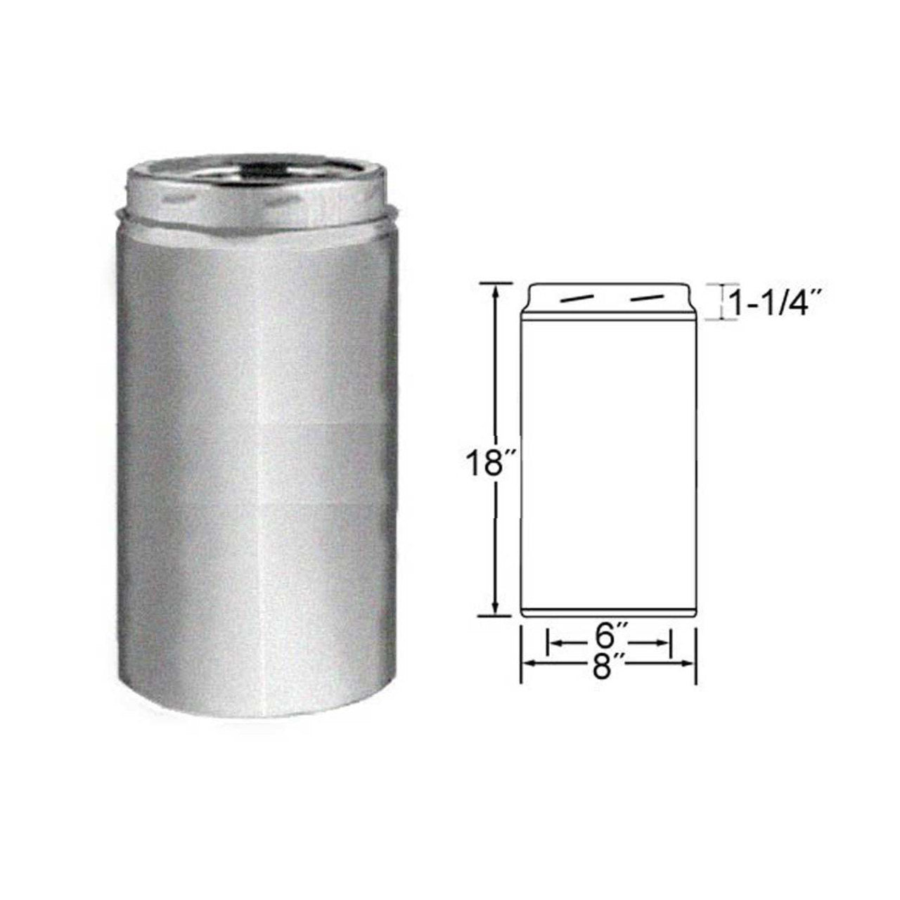6'' x 18'' Selkirk Galva-Temp Galvanized Chimney Pipe - 6GT-18