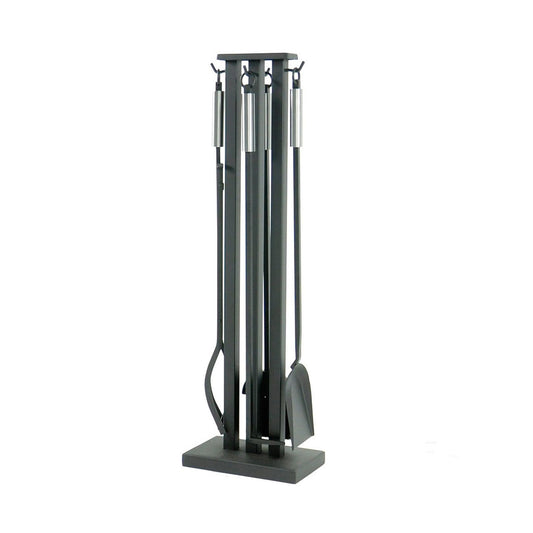 Pilgrim 5 Piece Matte Black Contemporary Tool Set - Brushed Steel Handles