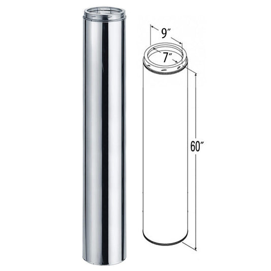 7" x 60" DuraTech Stainless Steel Chimney Pipe - 7DT-60SSCF