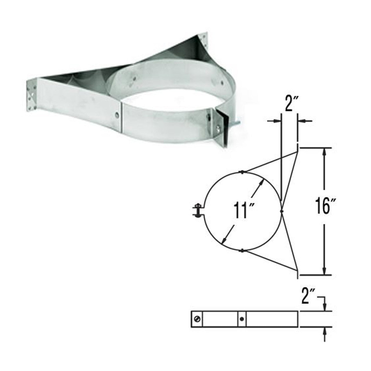 7" DuraPlus Stainless Steel Wall Strap - 7DP-WSSS