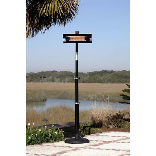 Black Powder Coated Steel Telescoping Offset Pole Mounted Infrared Patio Heater