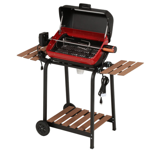 Americana 3-Zone Cart Electric Grill with Side Tables & Rotisserie - 9329U8.181