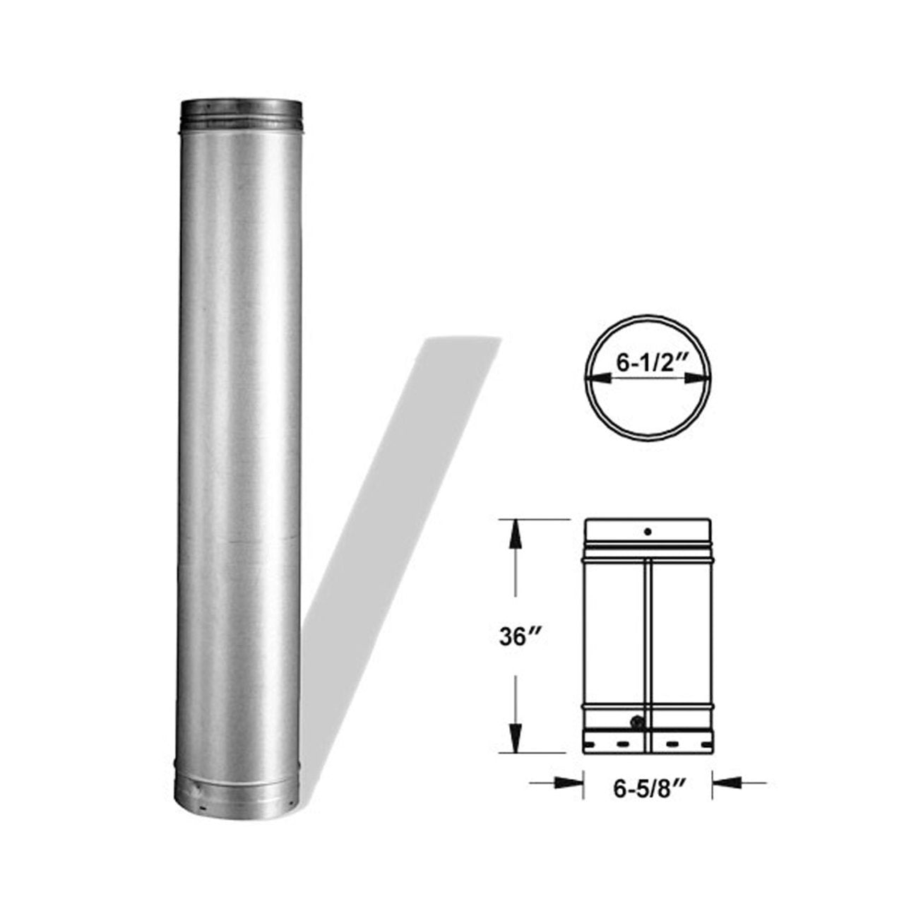 6" x 36" DuraLiner Round Rigid Chimney Relining Pipe - 6DLR-36