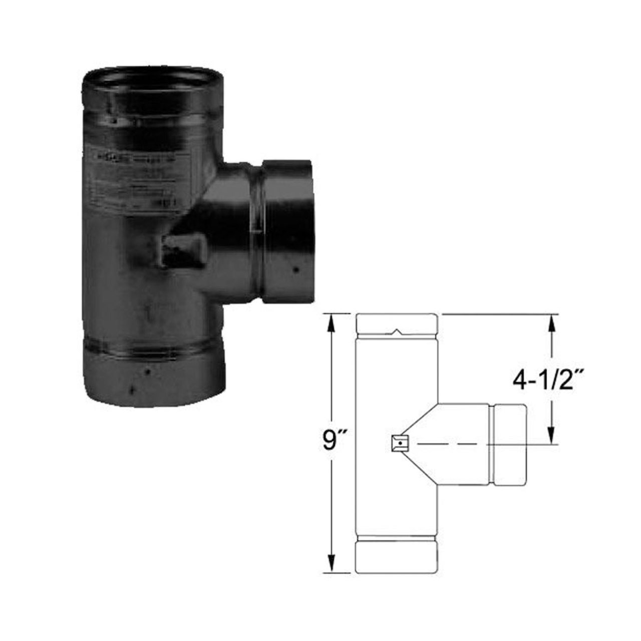 3" Selkirk VP Pellet Vent Pipe Tee with Tee Cap - Black - 3VP-TSB