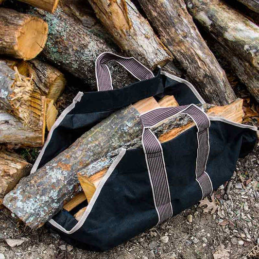WoodEze Heavy Duty Canvas Firewood Tote - Black