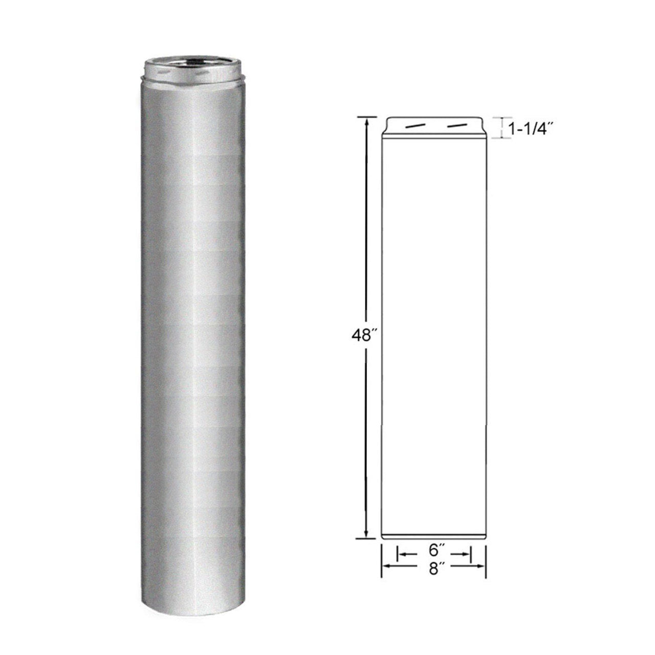 6'' x 48'' Selkirk Galva-Temp Galvanized Chimney Pipe - 6GT-48