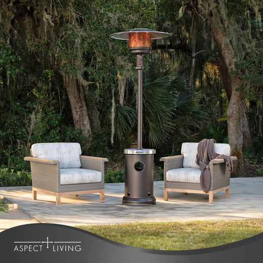 Fire Sense Mocha Finish Patio Heater with LED Table - 65263