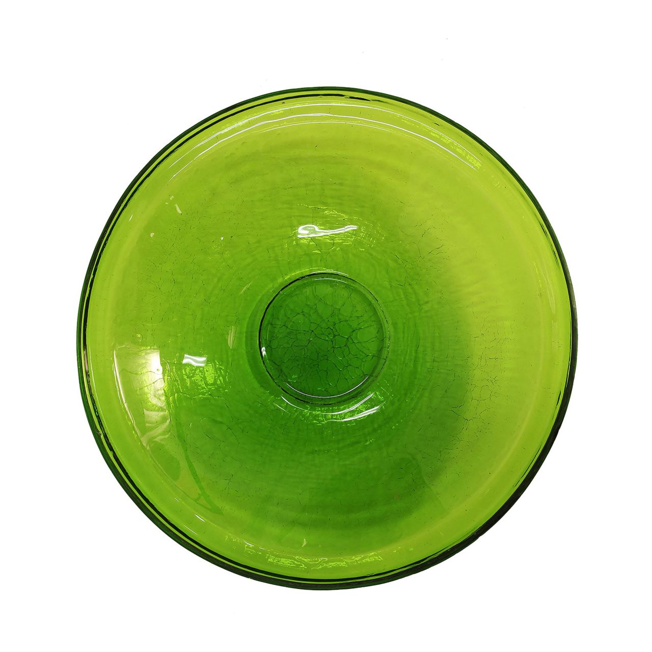14-in. Fern Green Crackle Glass Bowl Bird Bath