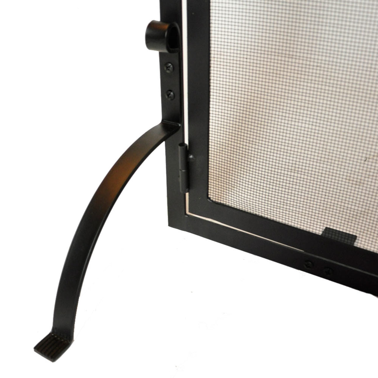 Medium Single Panel Black Wrought Iron Fireplace Screen with Doors