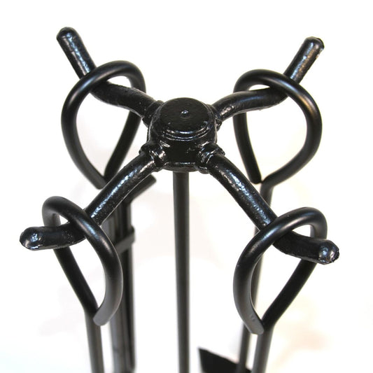 5 Piece Black Ring Handled Fireplace Tool Set - F-1187