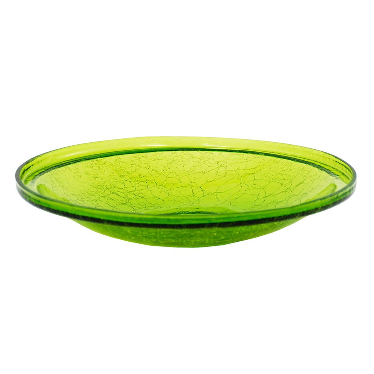 14-in. Fern Green Crackle Glass Bowl Bird Bath