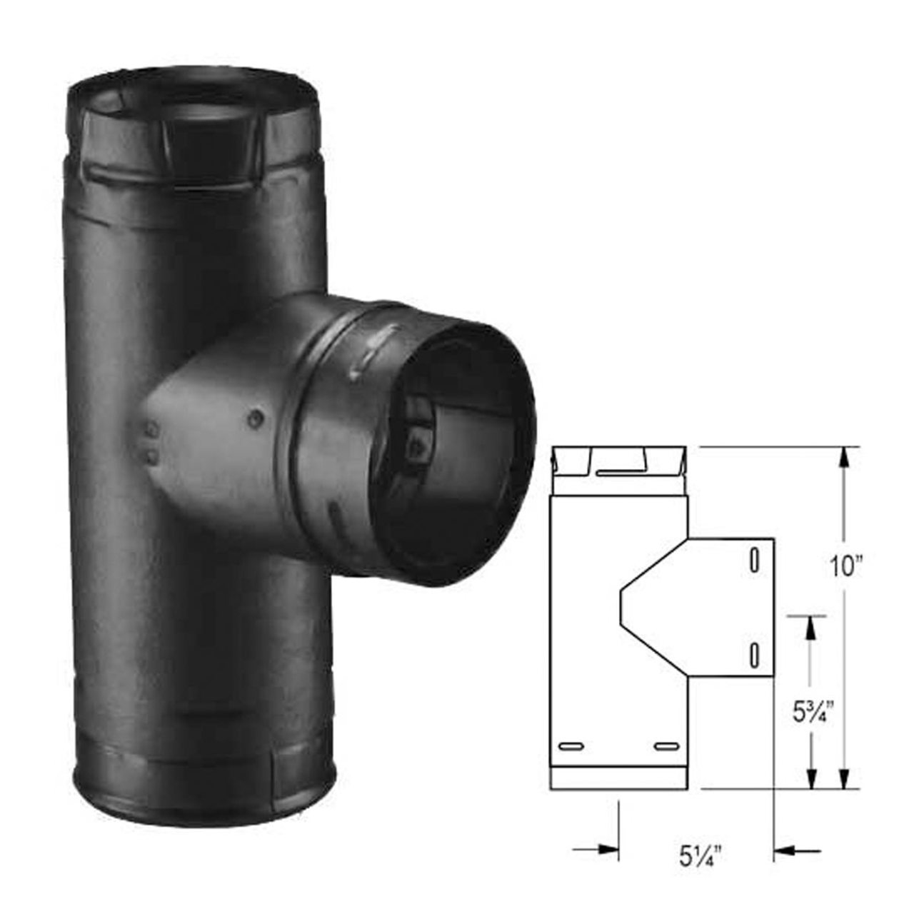 4" PelletVent Pro Black Single Tee with Clean-Out Tee Cap - 4PVP-TB1
