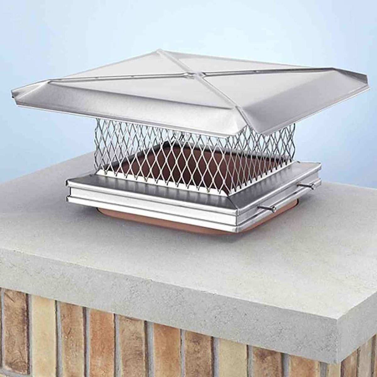 8" x 17" HomeSaver Pro Stainless Steel Single-Flue Chimney Cap, 3/4" Mesh