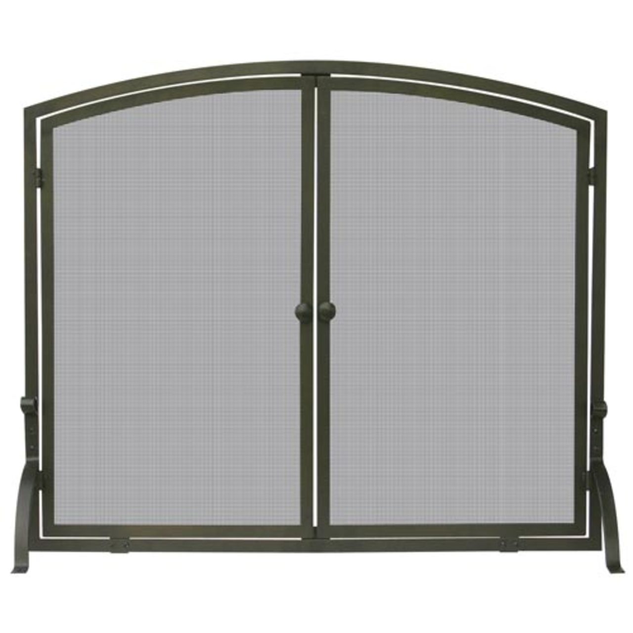 39" x 33" Single Panel Bronze Finish Fireplace Screen with Doors