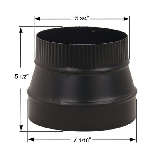 7" to 6" 24-Ga. Snap-Lock Black Reducer