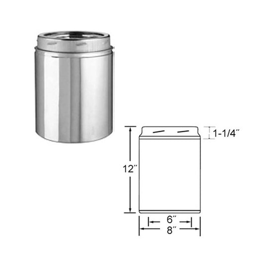 6" x 12" Selkirk Ultra Temp Stainless - 206012U