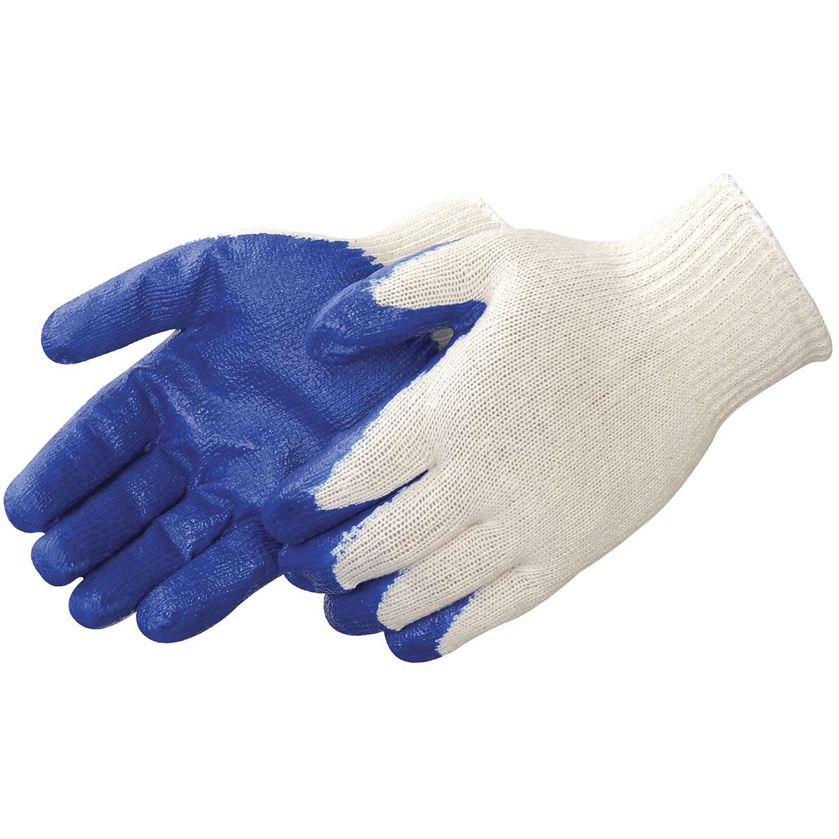 Rugged Blue GL460 Latex Coated Gloves, White/Blue, 12 Pairs