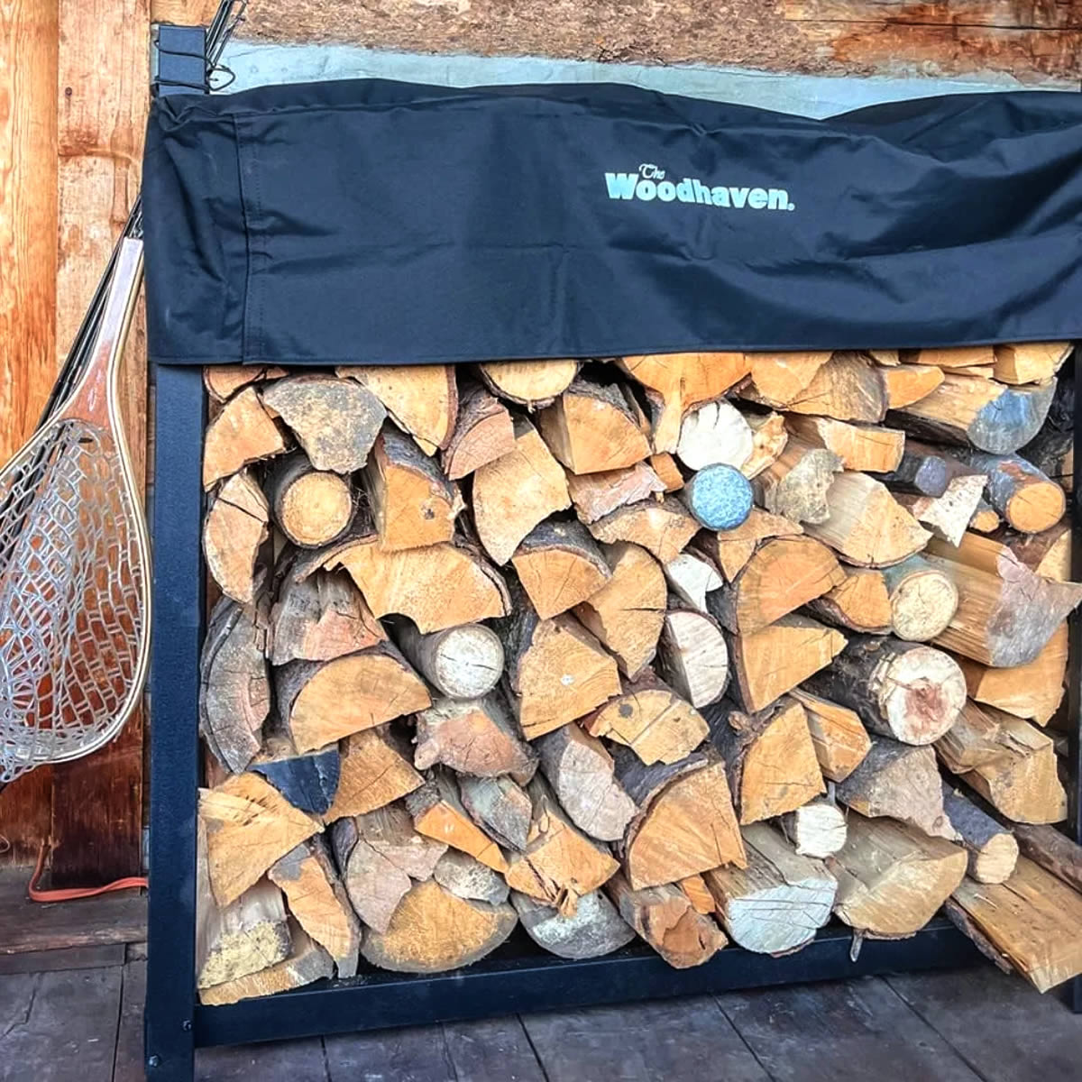 48" Heavy-Duty Woodhaven Firewood Rack with Cover