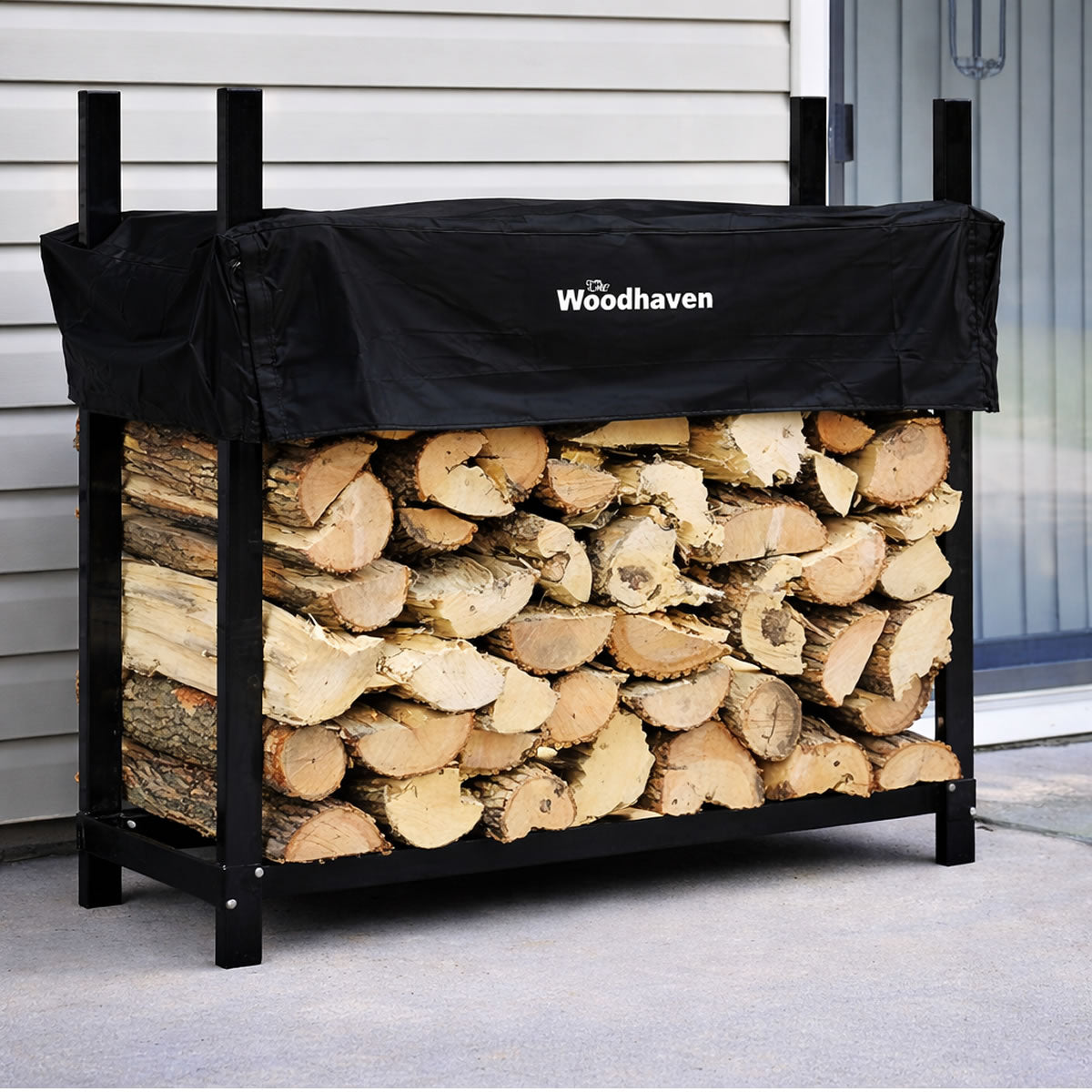 48" Heavy-Duty Woodhaven Firewood Rack with Cover