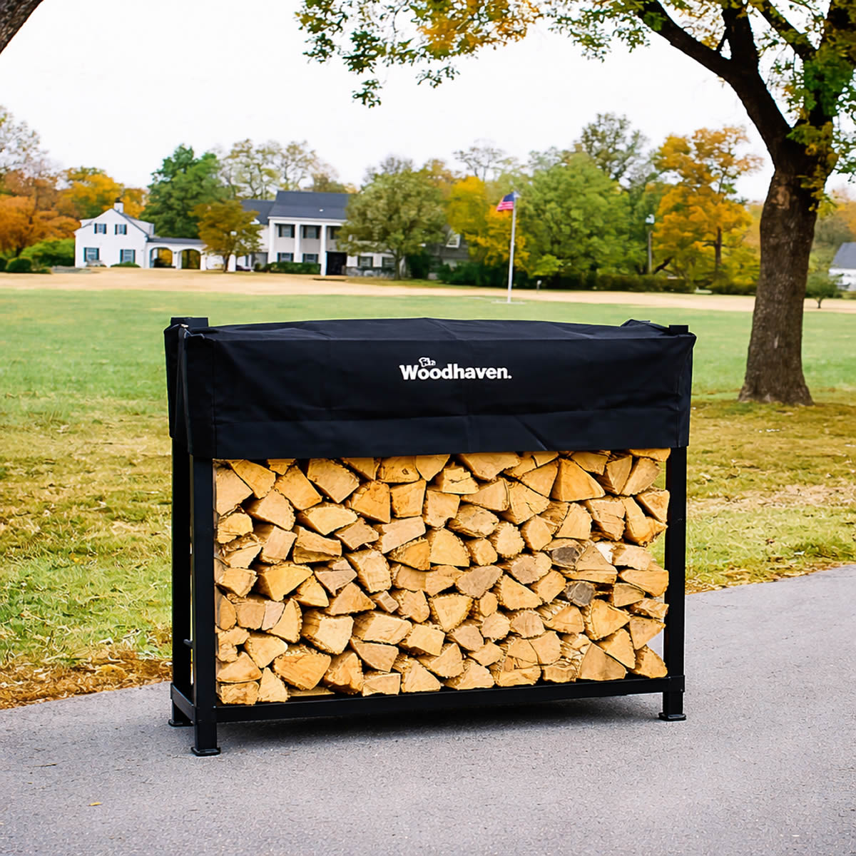 48" Heavy-Duty Woodhaven Firewood Rack with Cover