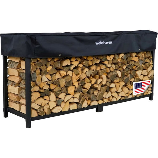 96" Heavy-Duty Woodhaven Firewood Rack with Cover