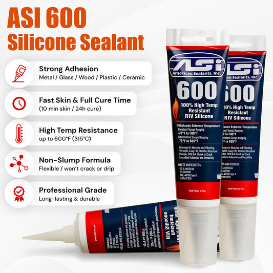 ASI 600 High Performance Red Silicone - 2.8 oz. Tube