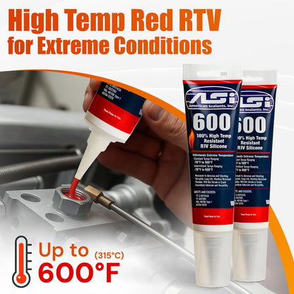 ASI 600 High Performance Red Silicone - 2.8 oz. Tube