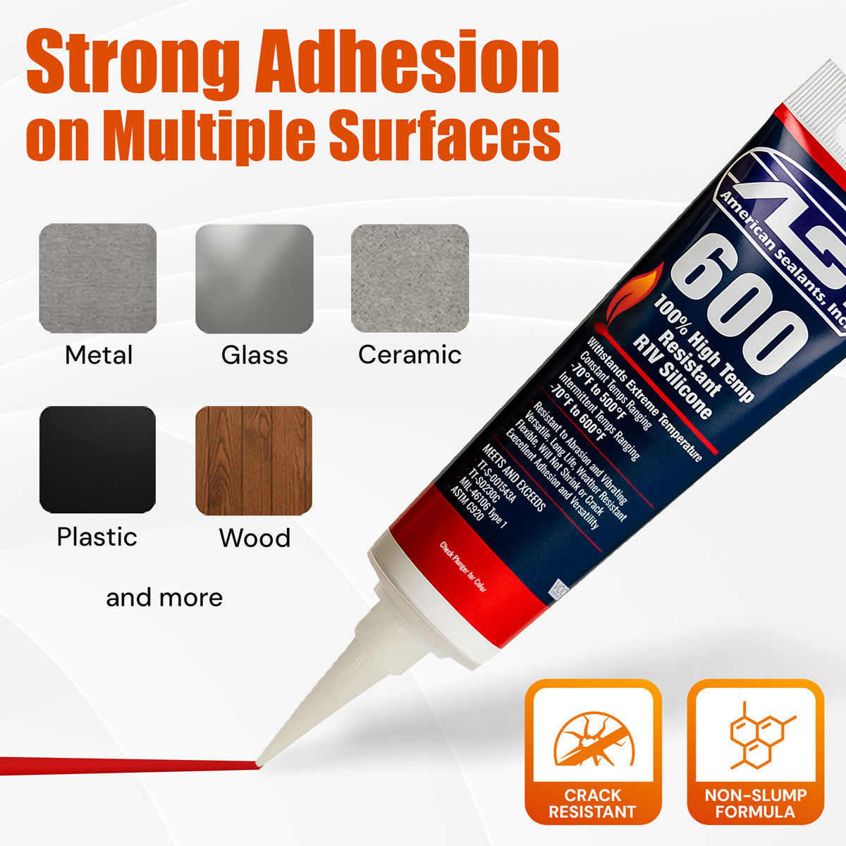 ASI 600 High Performance Red Silicone - 2.8 oz. Tube