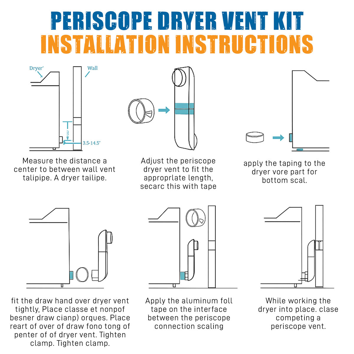 Close Clearance Dryer Vent Periscope Pipes 29"-50"