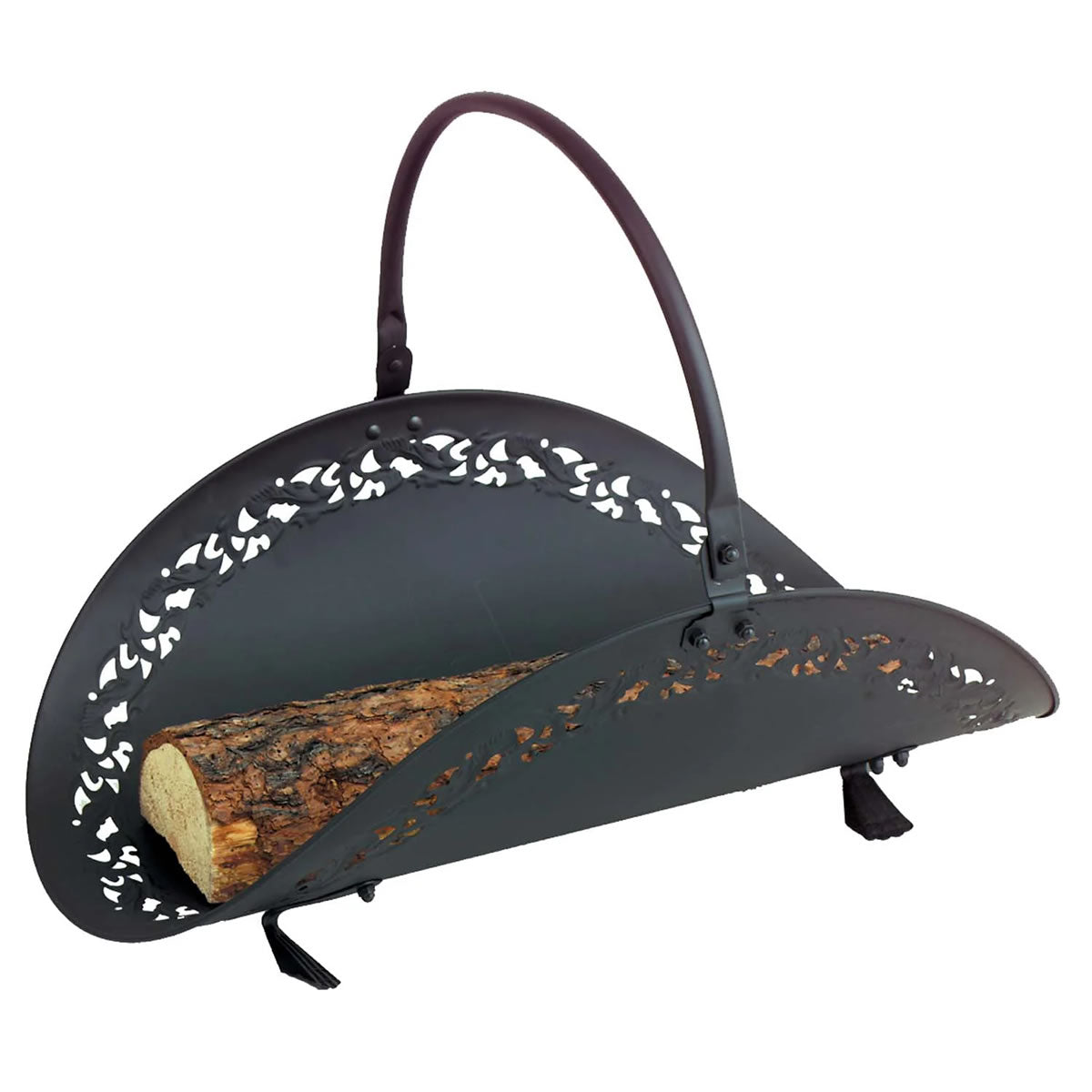 Black Filigree Wood Basket