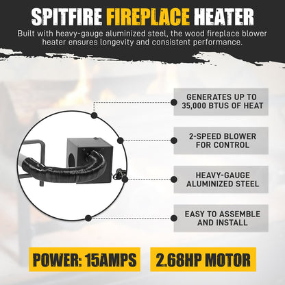 Spitfire Fireplace Heater - 4 Tube w/ Blower
