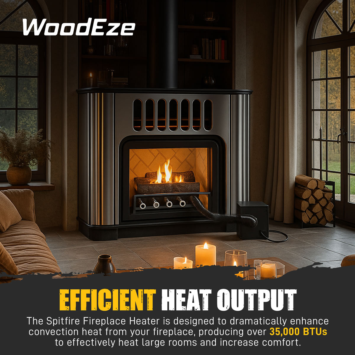 Spitfire Fireplace Heater - 4 Tube w/ Blower