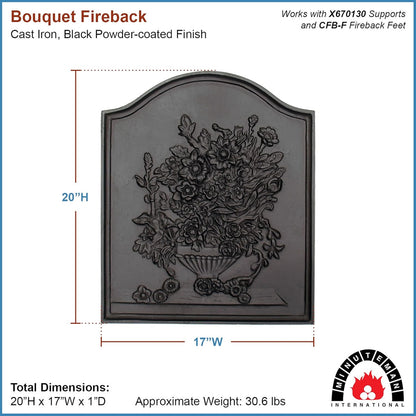 Bouquet Cast Iron Fireback - 20 " H x 17" W