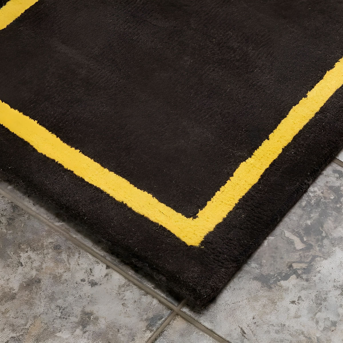 44" Rectangle Taupe with Yellow Contemporary Hearth Rug