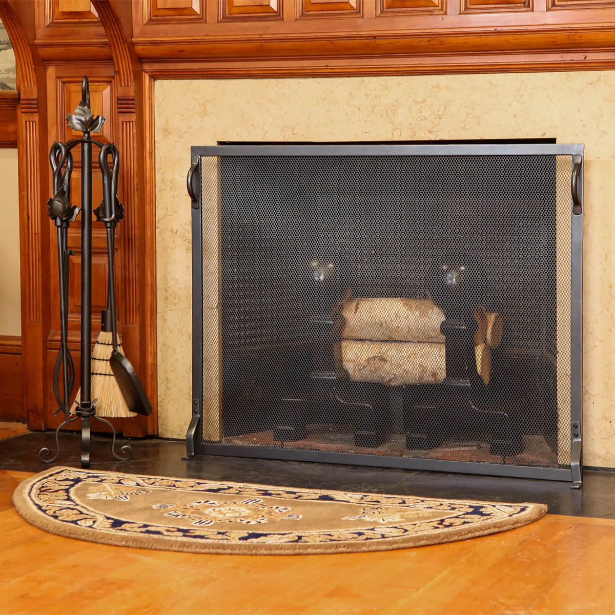 Colonial Flat Fireplace Screen-Graphite