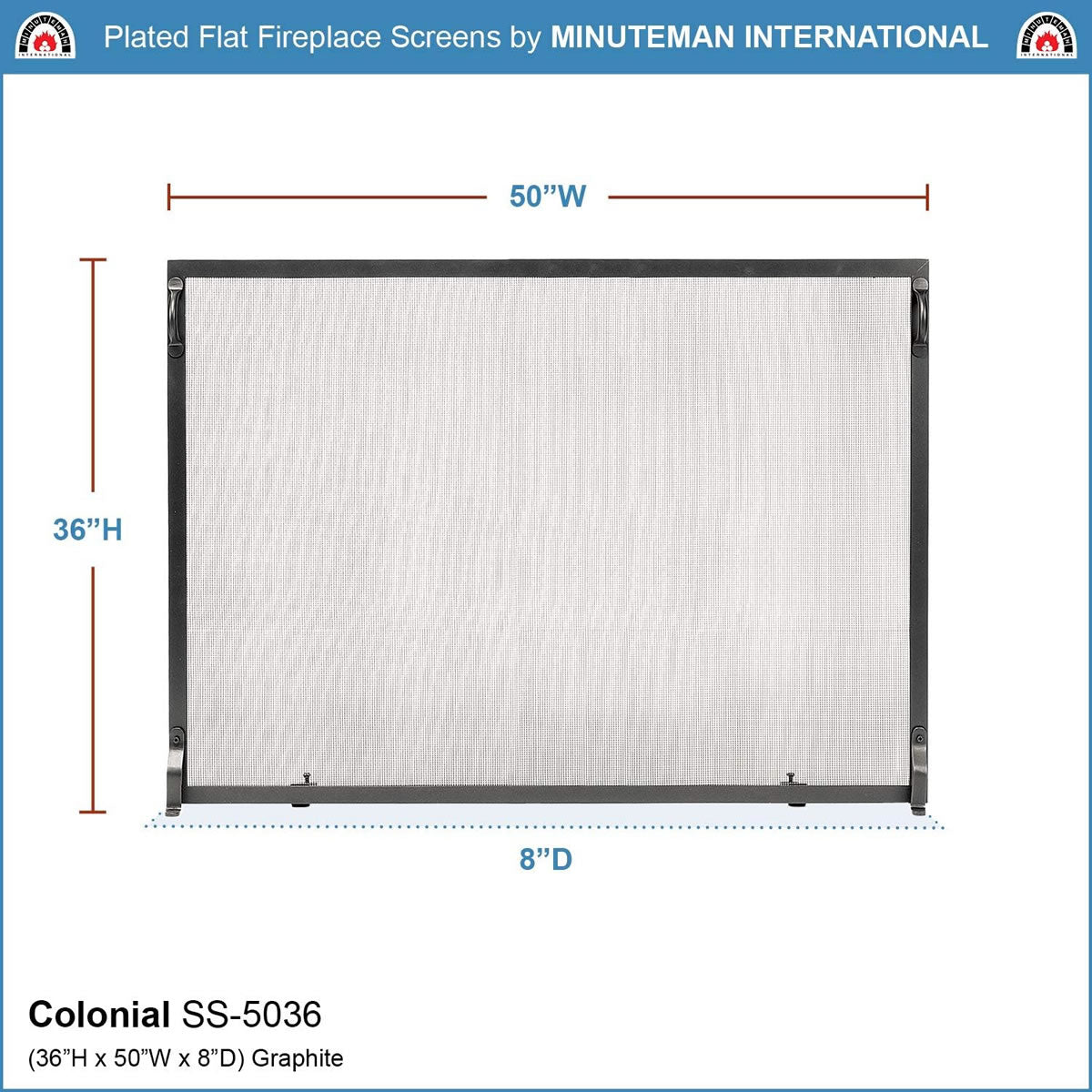 Colonial Flat Fireplace Screen-Graphite