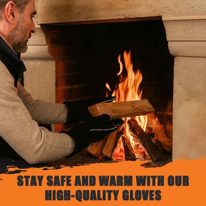 HearthX Black Fireplace Gloves-Pair