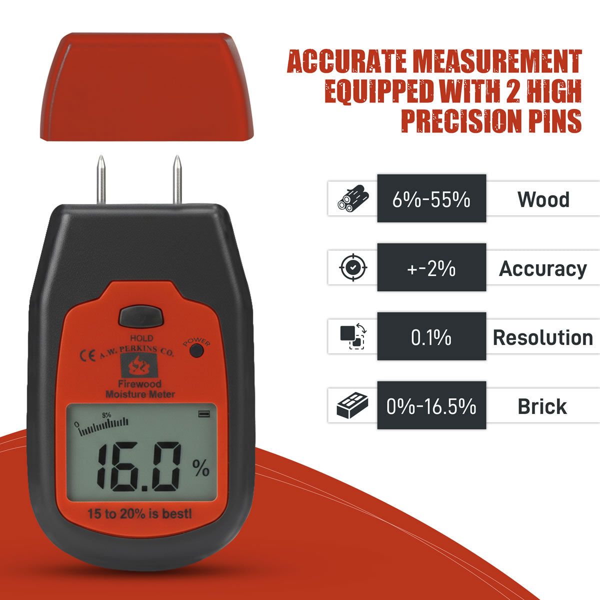 Firewood Moisture Meter - Black and Orange