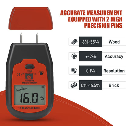 Firewood Moisture Meter - Black and Orange