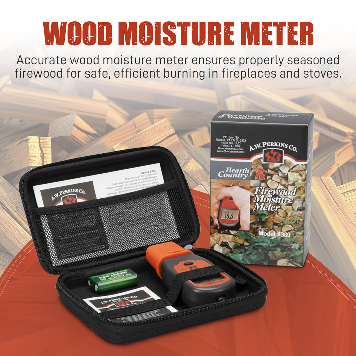 Firewood Moisture Meter - Black and Orange