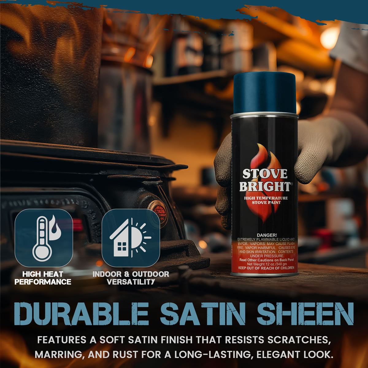 Stove Bright High Temp Paint - Metallic Blue - 8105