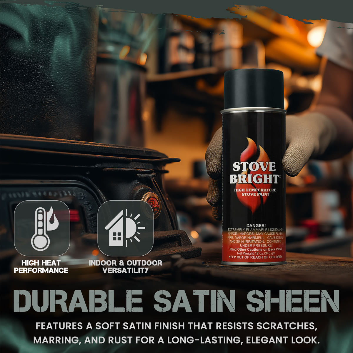 Stove Bright High Temp Paint - Charcoal -  8108