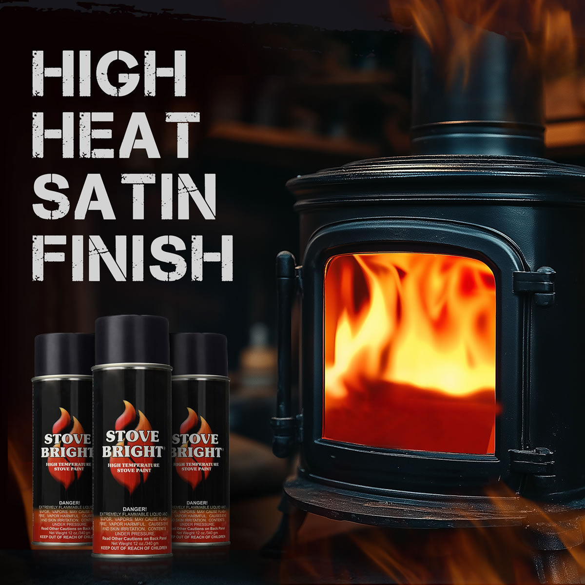 Stove Bright High Temp Paint - Metallic Black - 8109