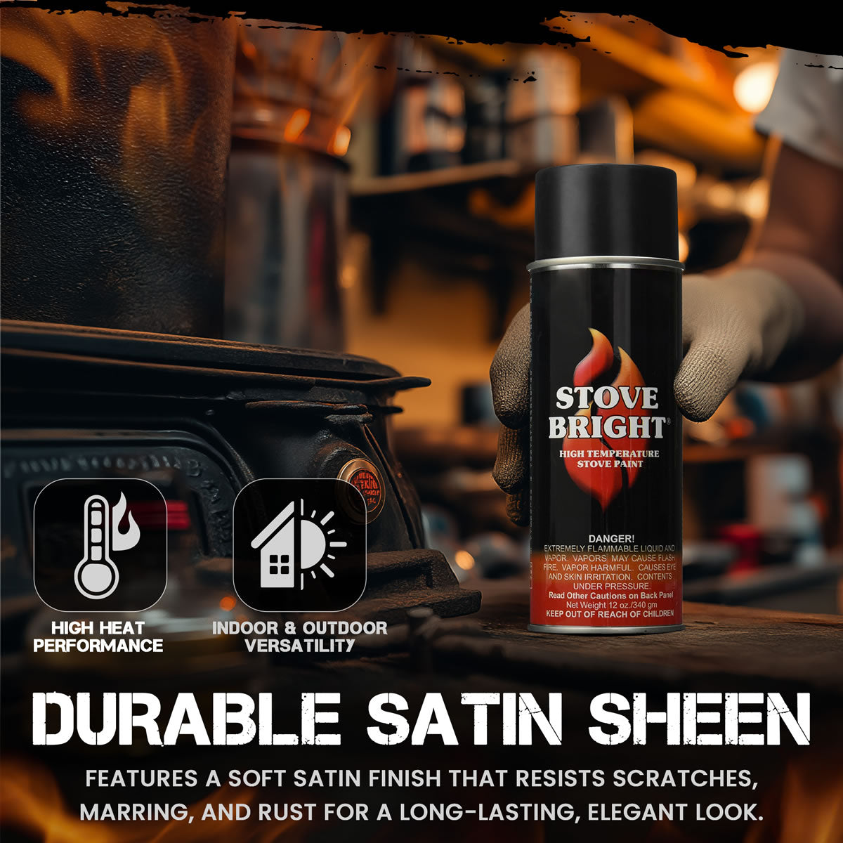 Stove Bright High Temp Paint - Flat Black Paint - 8115