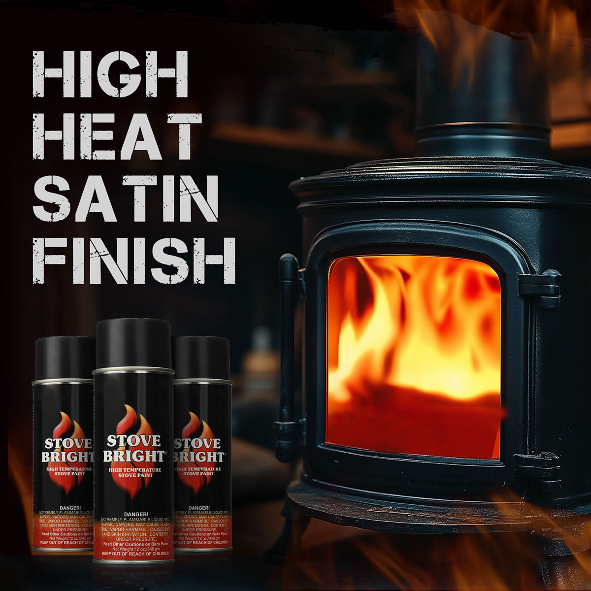 Stove Bright High Temp Paint - Flat Black Paint - 8115