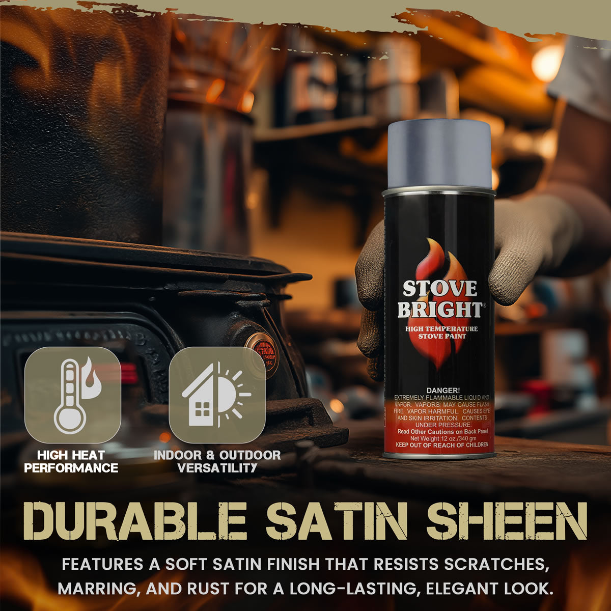 Stove Bright High Temp Paint - Metallic Gray - 8118