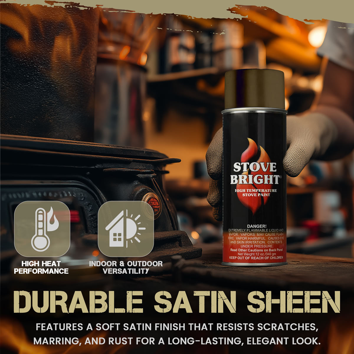 Stove Bright High Temp Paint - Honeyglo Brown - 8121