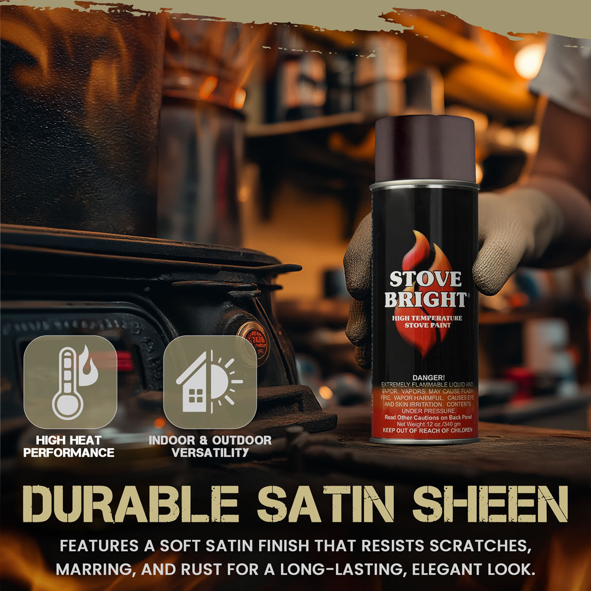 Stove Bright High Temp Paint - Rich Brown Metallic - 8124