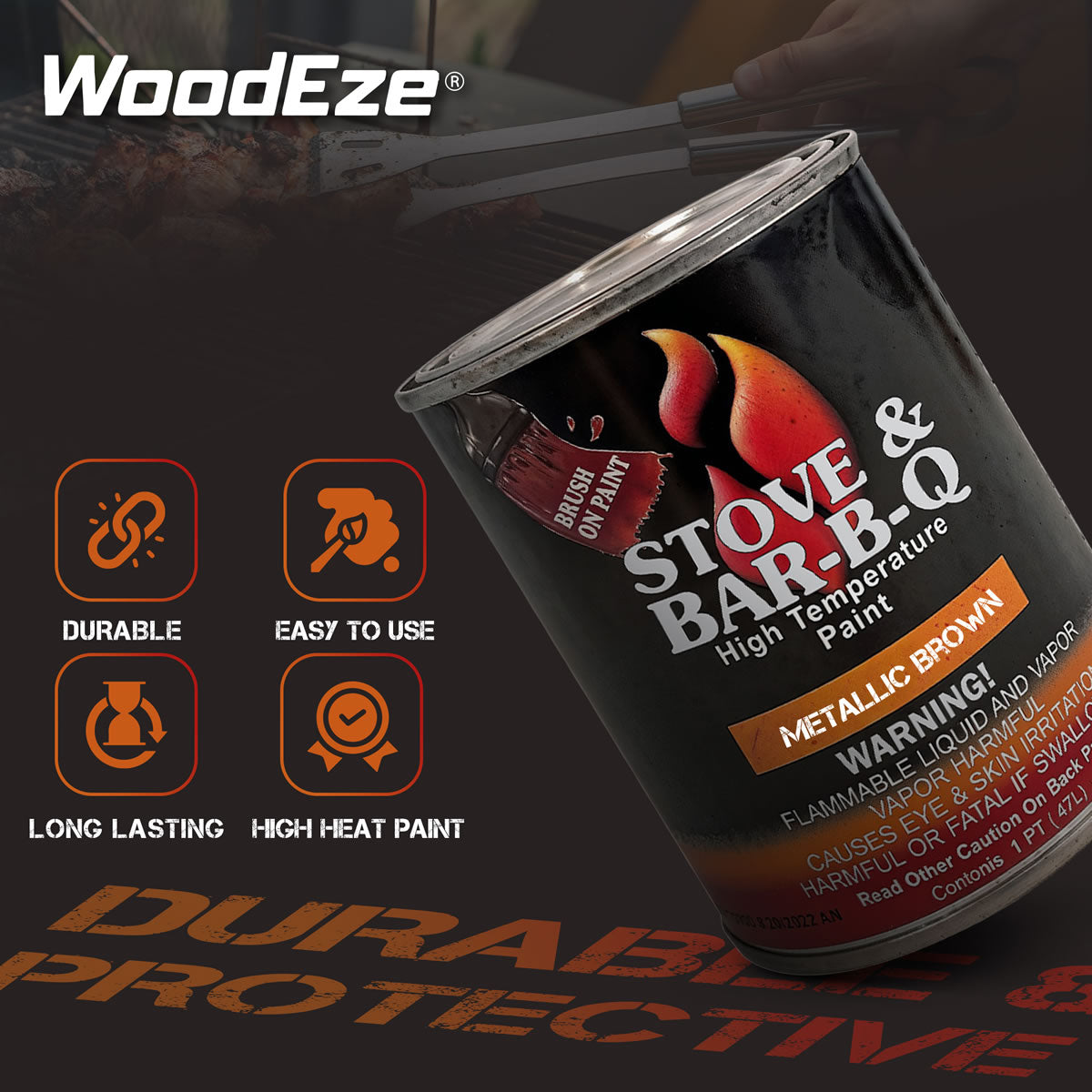 Stove & Bar-B-Q High Temperature Paint - Goldenfire Brown - 16 oz